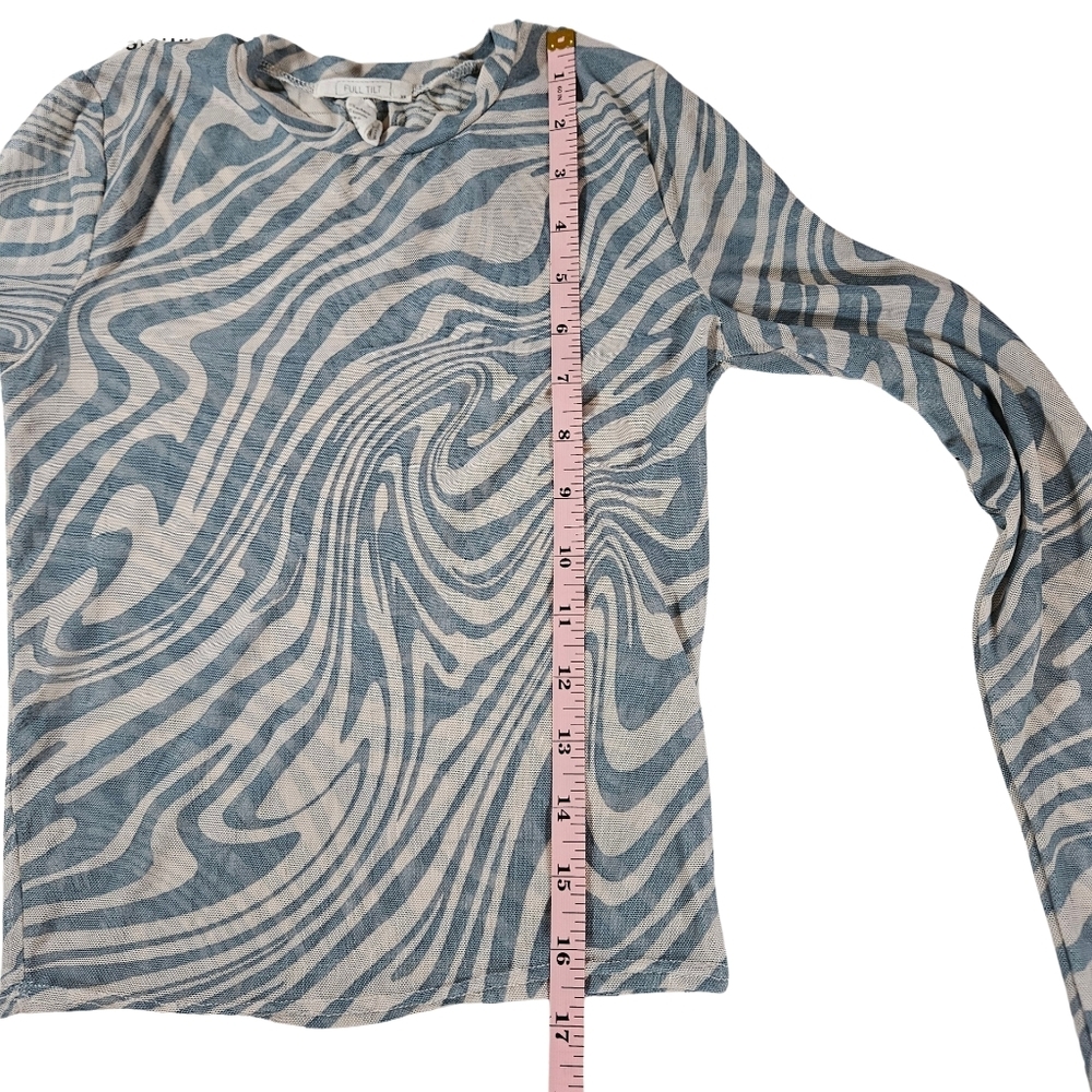 Full Tilt Pschedelic Mesh Top Blue/White Swirl Pattern, XS - Picture 8 of 8